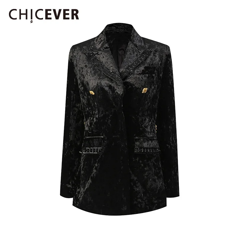 

CHICEVER черная темпераментная куртка со сращенными карманами, женская тонкая легкая роскошная куртка с лацканами и длинными рукавами, осенняя мода, новинка
