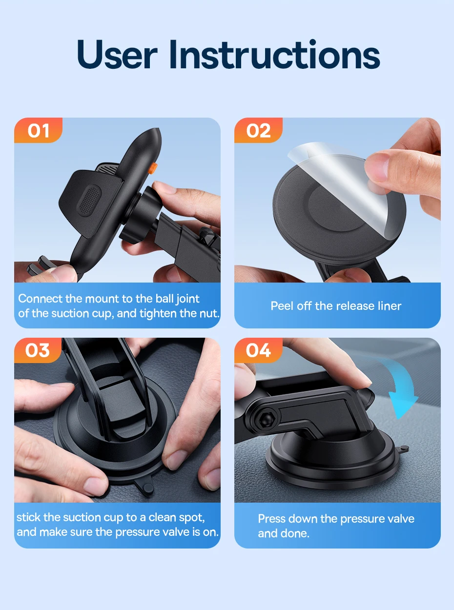 Baseus Autotelefonhalter mit Saugnapf, 360-Grad-Universal-Smartphone-Klemmständer, GPS-Halterung, Unterstützung für iPhone, Samsung, Huawei – Detail 12