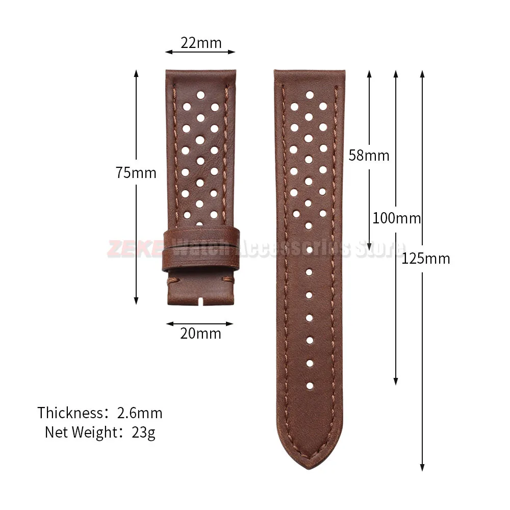 Vintage-Uhrenarmband aus echtem Leder, 18 mm, 20 mm, 22 mm, universell für Herren und Damen, Rindslederarmbänder, atmungsaktives Armband für Seiko Herrenarmband – Detail 1
