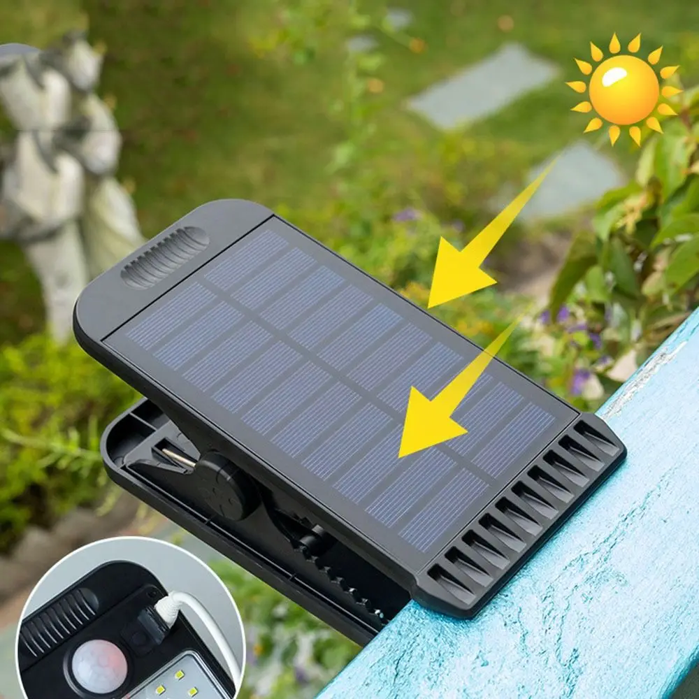 

Super Bright Solar Clip Lights Portable IP65 Waterproof Human Body Induction Lighting Camping Body Sensor Garden Wall Light