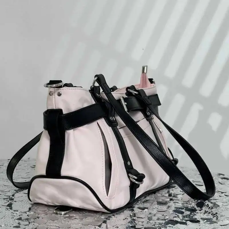 Bloom Hot Girls Pink Y2k Handbag Purse Women High Street Nylon Casual Crossbody Ladies Haruku Aesthetic Shoulder Bags