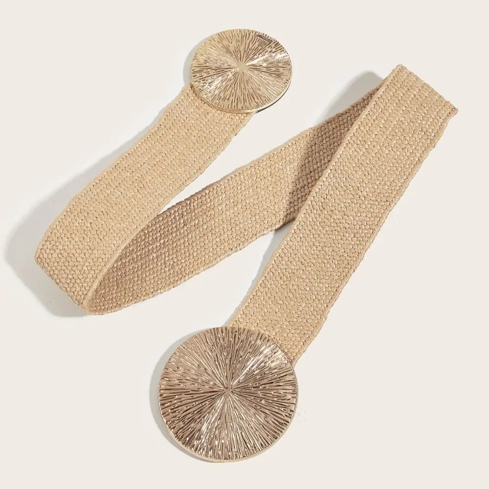 여성용 탄성 빨대 벨트, 보헤미안 와이드 브레이드 허리 벨트, 심플한 허리 벨트, 여름 패션