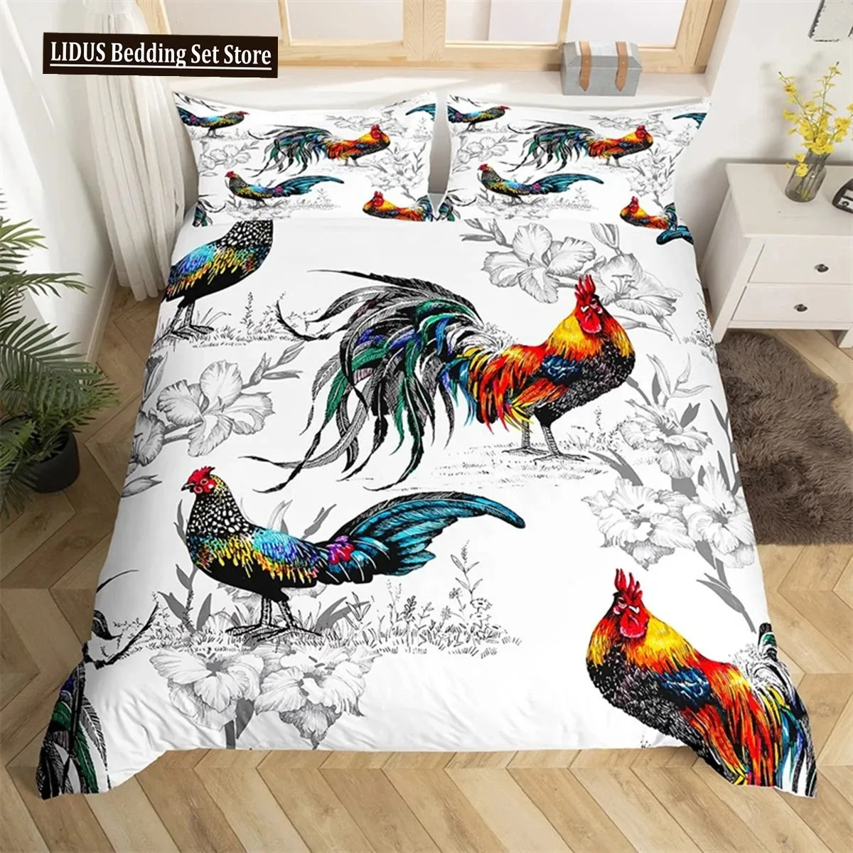 Farm 3D Chicken Duvet Cover Rooster Goose Duck For Kid Teen Women Men Gifts Farmhouse Animals For Bedroom Decorations Queen King