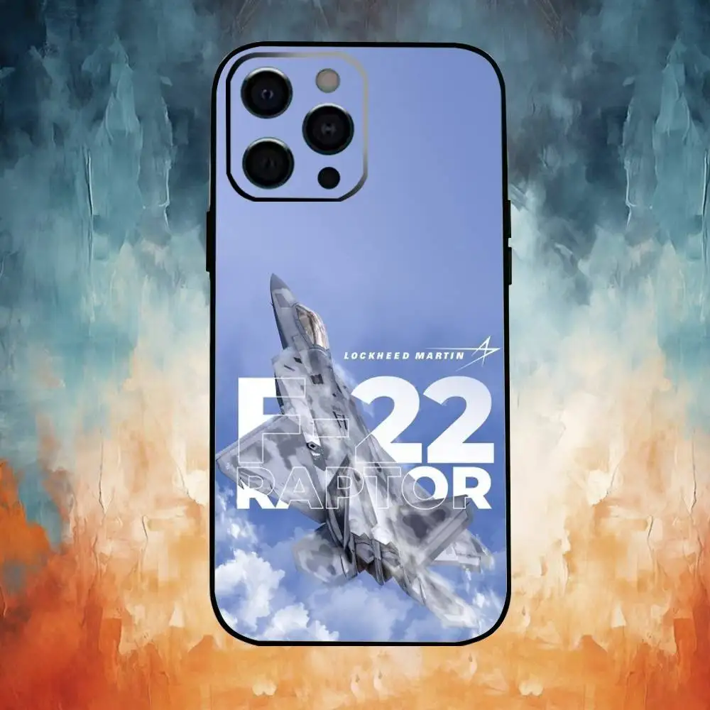 Custodia per telefono Fighter Plane Poster F-22 raptor per iPhone17,16,15,14,13,12,11 Plus,Pro Max Cover morbida nera