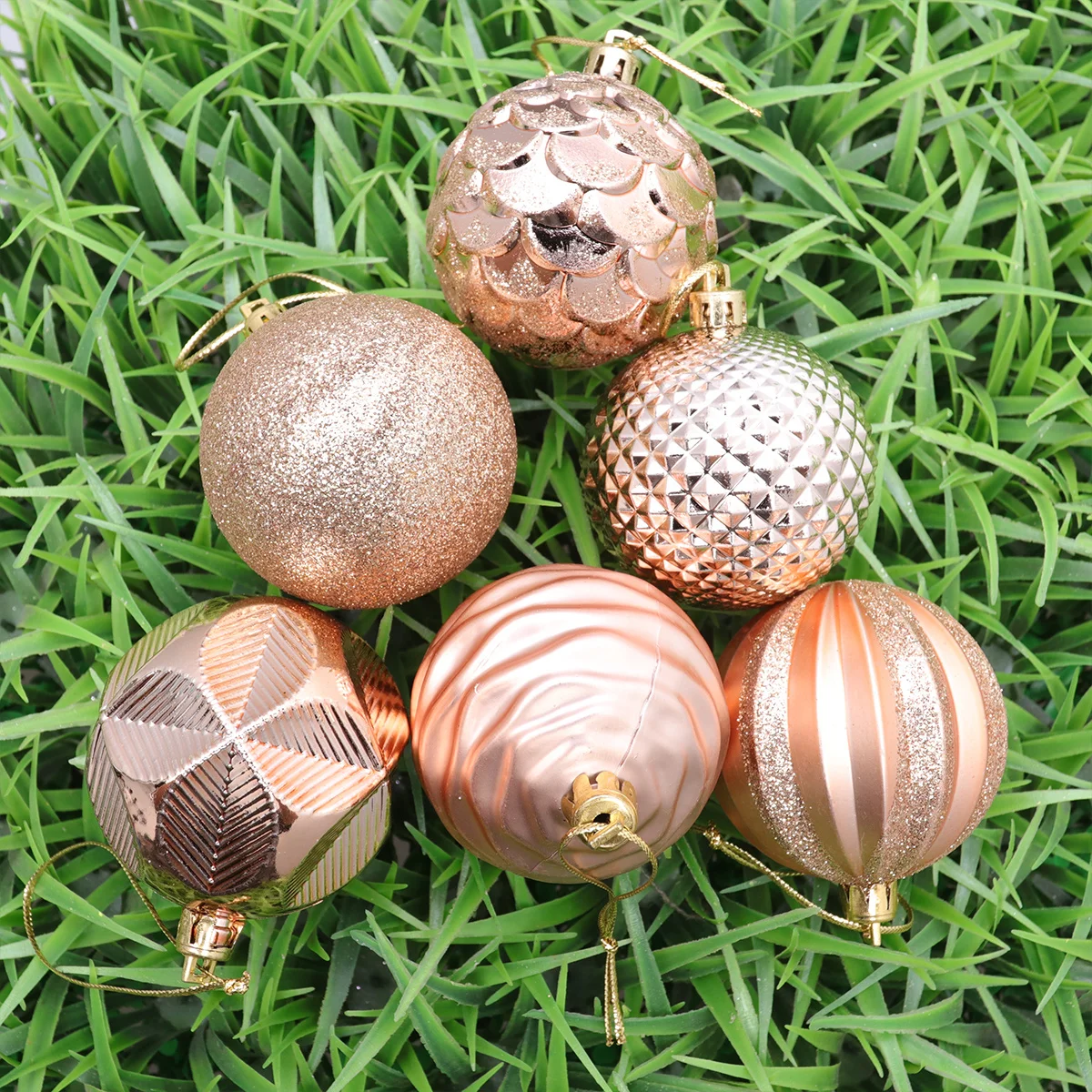

12Pcs 6Cm Christmas Tree Balls Golden Hanging Ornament Decor for Home Hotel Office Mansion Festival Landscape Layout