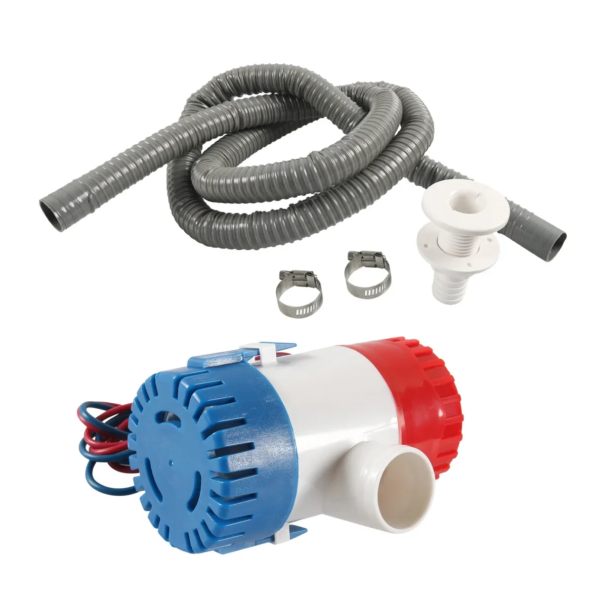 12V-1100GPH Bilge Pump with Grey Drain Kit for: RV Yacht