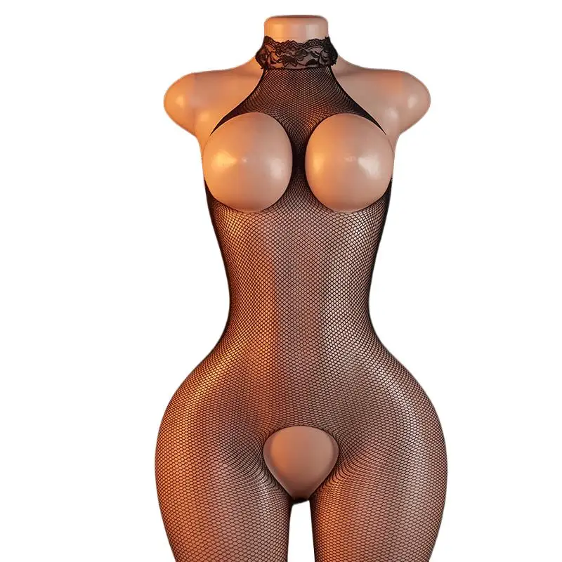 

See Through Fishing Net One Piece Pantyhose Hollow Erotic Lingerie For Ladies Bodystockings Sexy Open Crotch Women's Underwear
