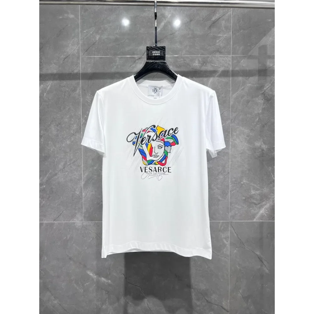 

Fashion Brand Men's and Women's T-shirt 2025 Spring and Summer Medusa Print Short Sleeve Slim Fashion Half Sleeve Top