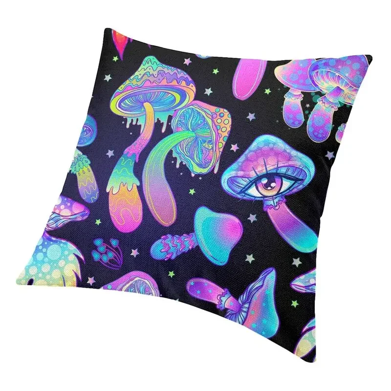 Magic Mushroom Cushion Cover Nordic Trippy Neon Pastel Goth Car Pillowcase 45x45cm Home Decor