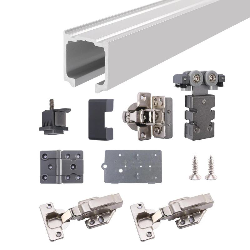 Imagem -04 - Porta de Dobramento do Armário Slides Liga de Alumínio Deslizante Pendurado Roda Slide Ferroviário Kit de Ferragem do Armário Peças da