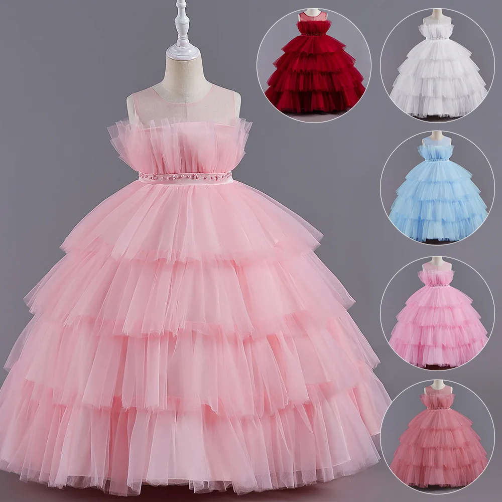 Party Dress Wedding Birthday Kids Christmas Ceremonies Dresses Flowers Sequined Vestidos De Gala Vestido Adolescente 12 Años