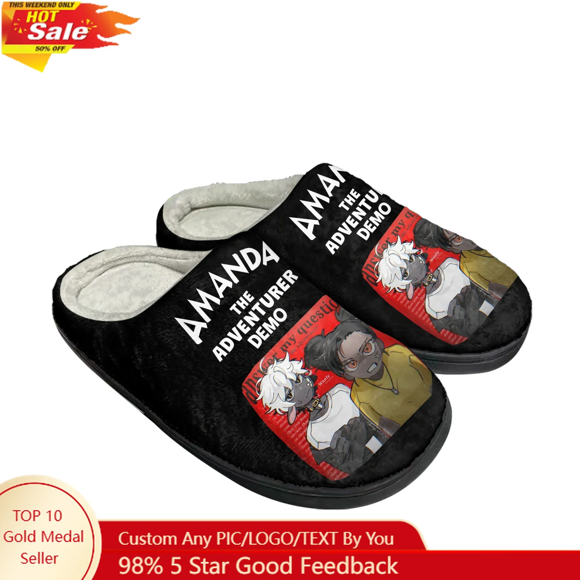

Домашние хлопковые тапочки Amanda the Adventurer, мужские и женские подростковые модные плюшевые повседневные теплые тапочки для спальни, тапочки на заказ