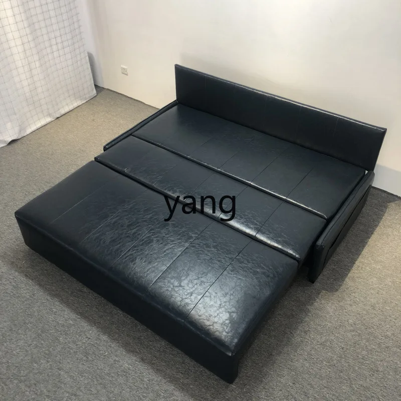 LMM leather art sofa bed foldable dual-purpose small apartment living room multi-functional storage sofa bed