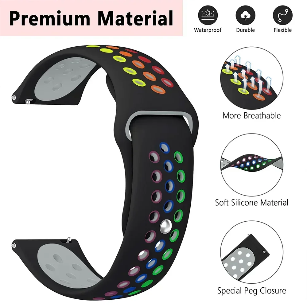 Silicone 22mm Strap For CMF Watch Pro 3/2/1 Soft Ventilate Sports Bracelet For Redmi Watch 5 Active/Lite/Xiaomi S4/S3/S2/S1 Band