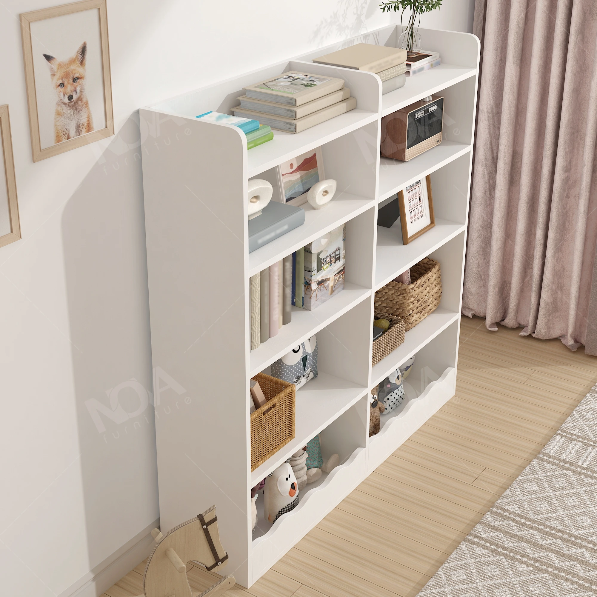 ชั้นวางหนังสือเด็ก 5 ชั้น สีขาว สไตล์โมเดิร์น สำหรับเด็กเล็ก เด็กวัยหัดเดิน ของเล่นเด็ก ตู้เก็บของ รับเลี้ยงเด็ก เฟอร์นิเจอร์อ่านหนังสือ สินค้าในสต็อกในสหรัฐอเมริกา