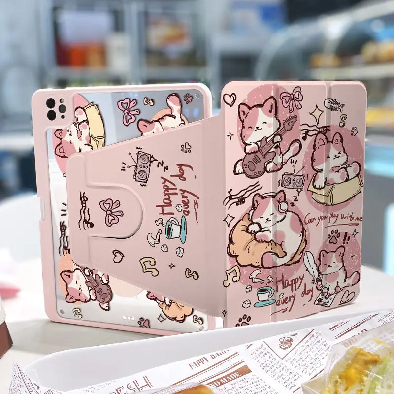 gato-bonito-dos-desenhos-animados-capa-inteligente-para-ipad-ar-6-caso-ipad-10th-gen-ar-4-5-109-ar-11-2024-2025-ipad-pro-105-girar-suporte-capa