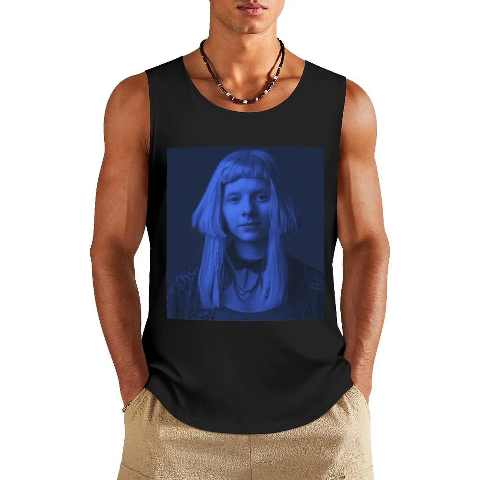 

Aurora Aksnes Tank Top sexy clothes men sleeveless gym shirt man fitness Men's gym articles fitness clothing for men