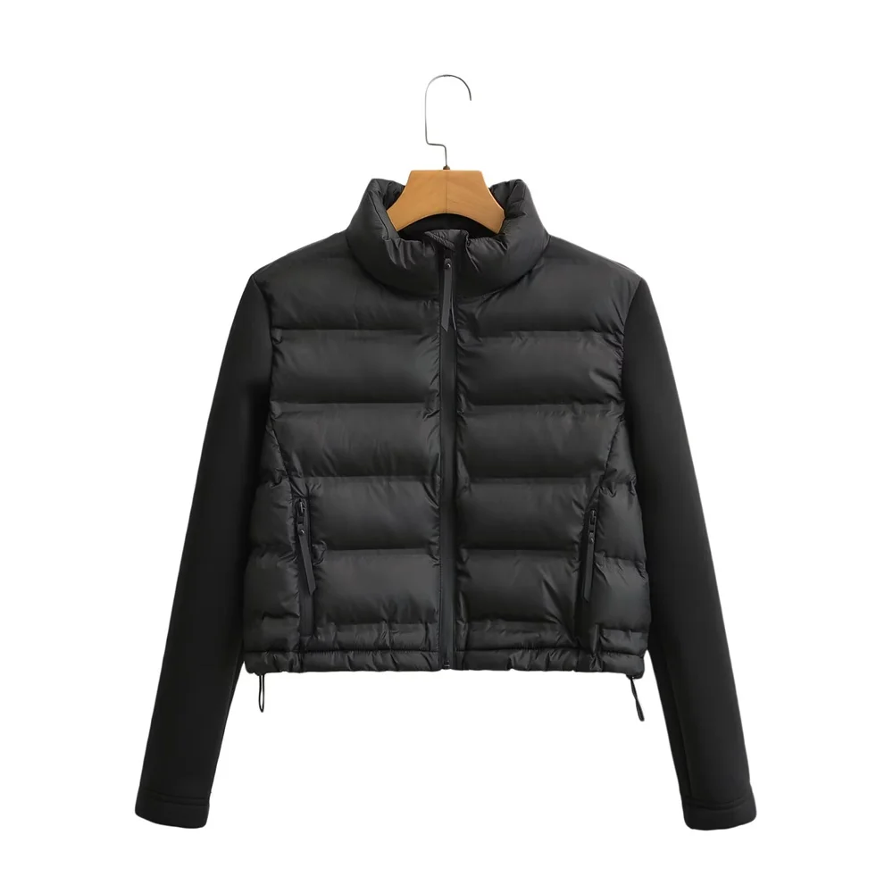 

2025 autumn and winter new women's clothing European and American style fashionable versatile splicing short cotton jacket