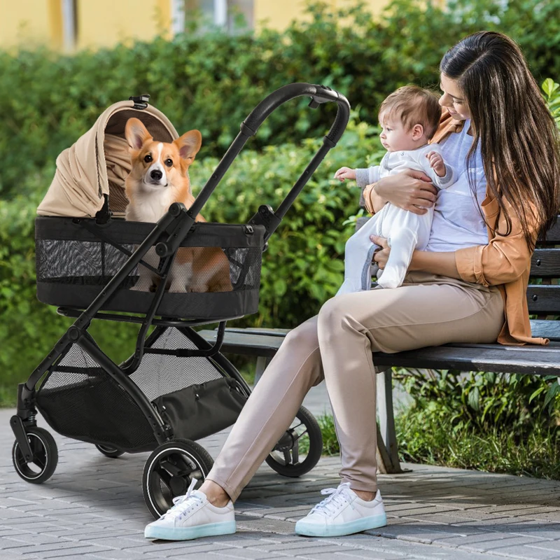 

Portable Breathable Mesh Carrier Light Weight Folding Pets Stroller Oxford Fabric Cloth for Cats and Dogs Small Pet Animals