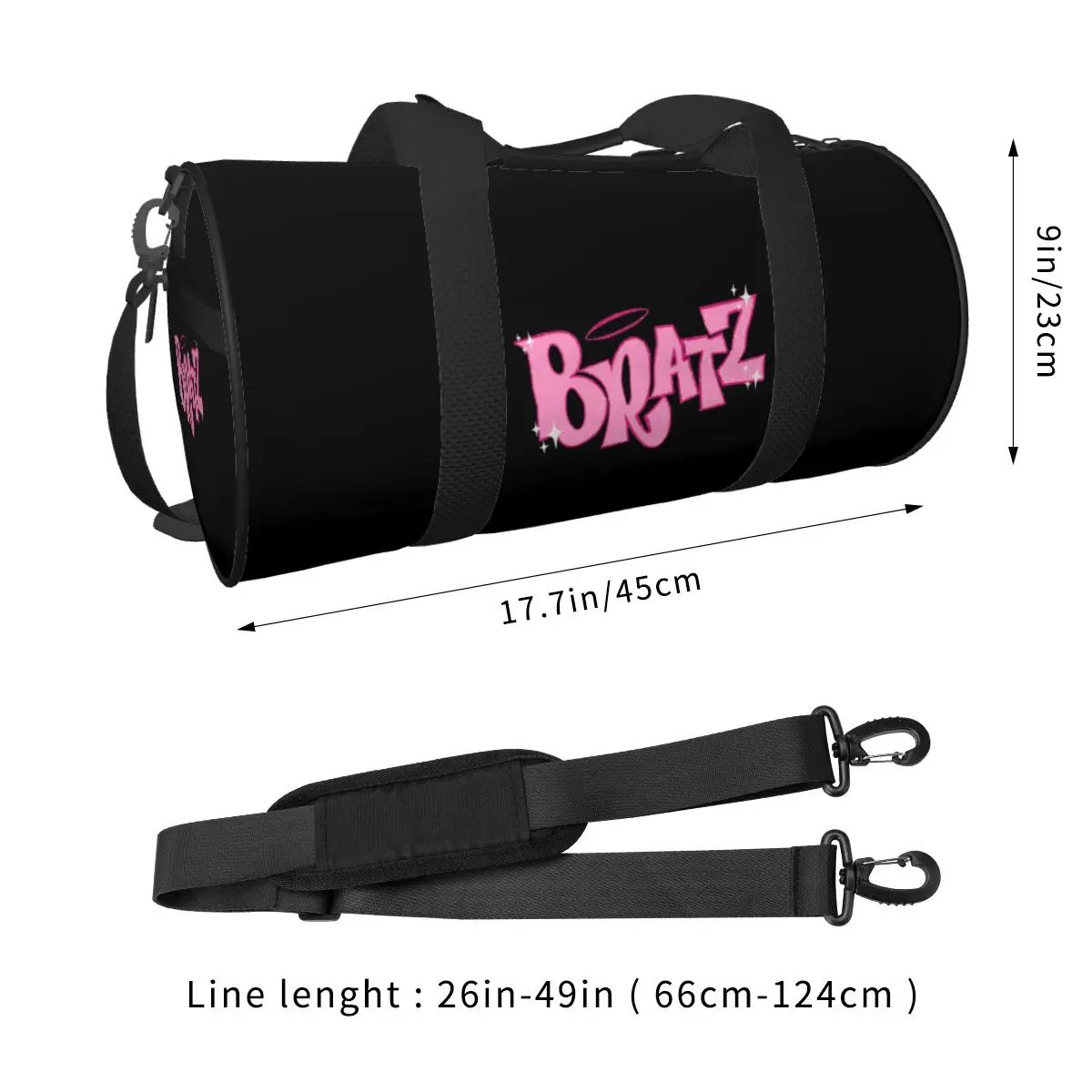 Bratz! Blingee y2k bratz logotipo sacos de desporto com sapatos saco de ginásio portátil das mulheres dos homens design bolsa treinamento retro saco de fitness