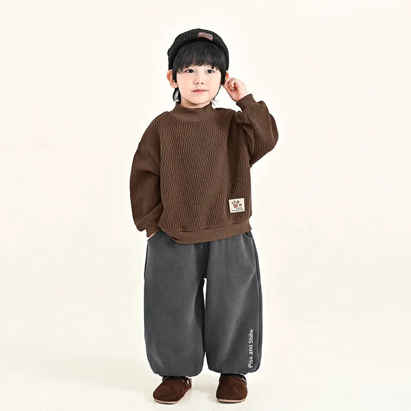 Winter Children's Korean Version Semi High Neck Thick One-piece Velvet Base Shirt