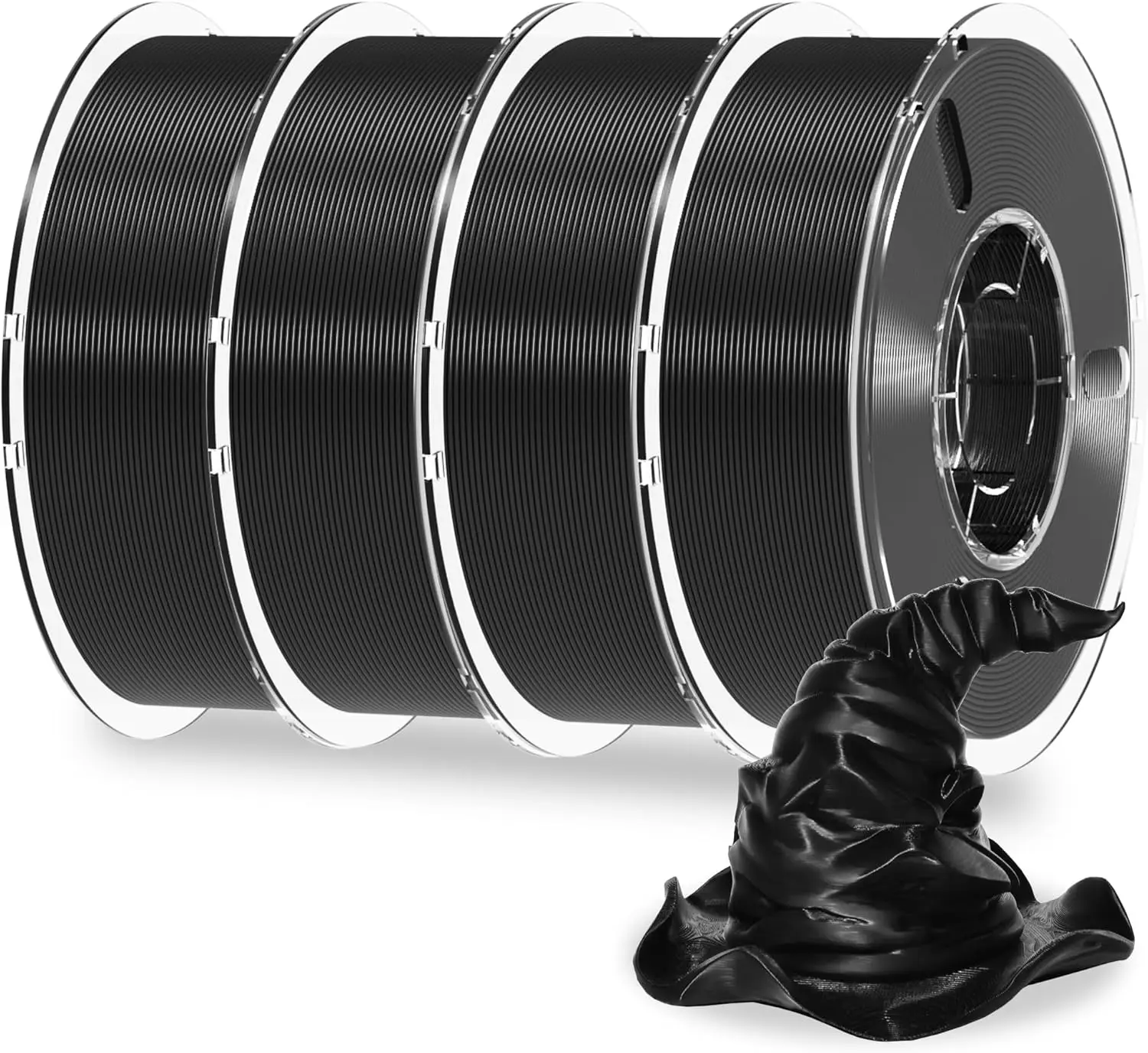 

4KG PLA+ 3D Printer Filament 1.75mm, Toughness Upgraded, Black 4 Spools, Fit Most FDM Printers