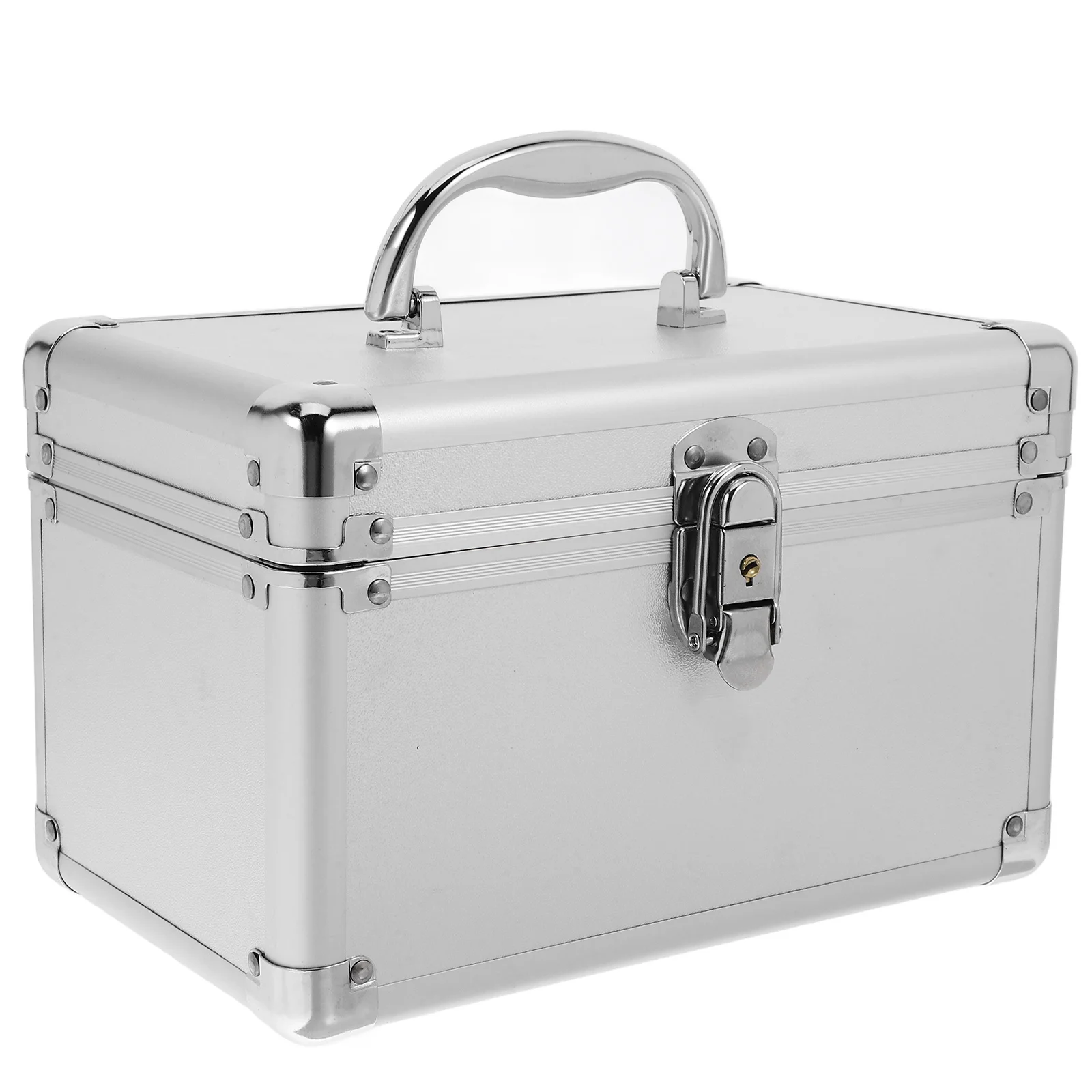 صندوق دواء محمول من سبائك الألومنيوم بطبقة مزدوجة وحقيبة حمل ذات سعة كبيرة مع مقبض منظم تخزين الأدوية للمنزل