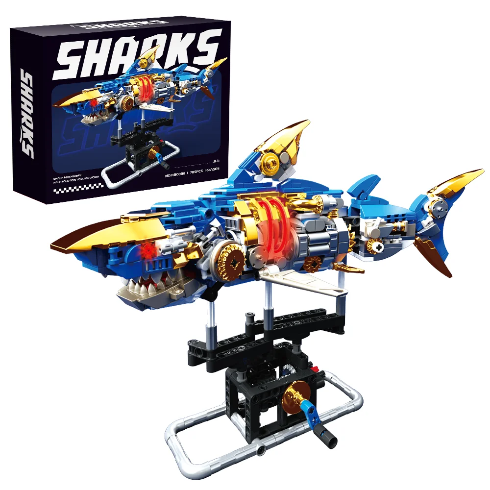 785 PCS  Ideas Shark Building Block Set with Display Stand Sea Animals Building Blocks Toys for Kids Adults  Ocean Lovers