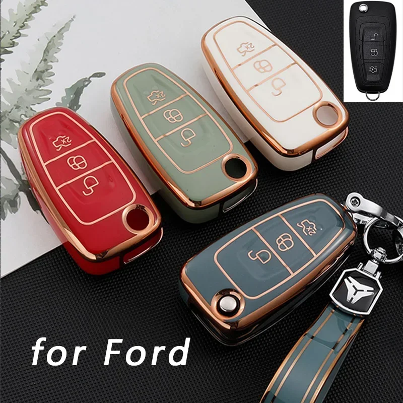 TPU Car Key Case Cover for Ford C-Max S-Max Ecosport Kuga Escape Fiesta Mondeo Focus 2 3 MK3 ST RS Custom Shell Fob Accessories