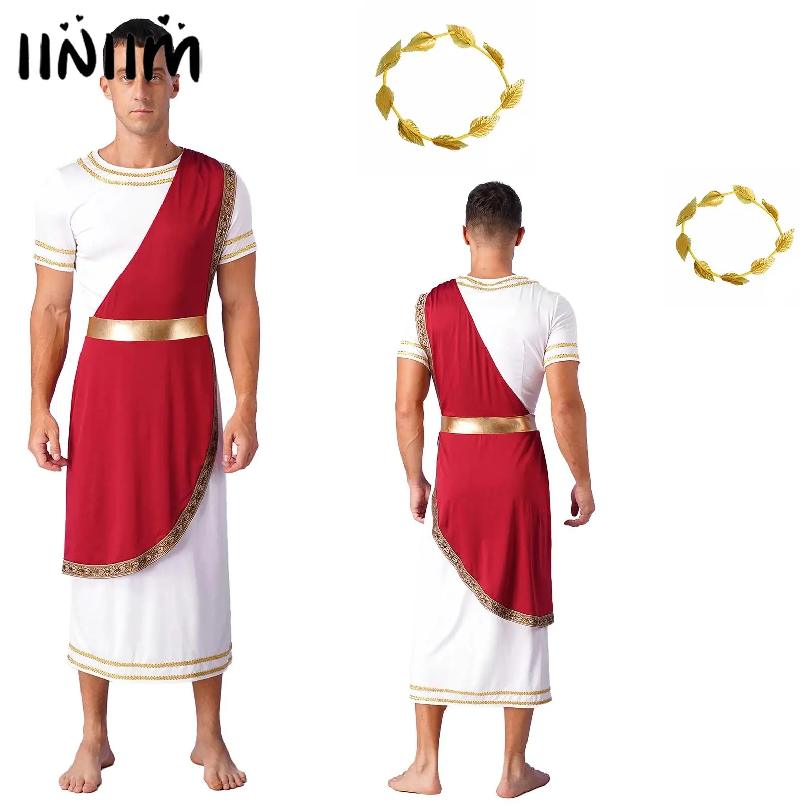 

Men Choir Church Performance Costumes Ancient Greek Roman Egypt Toga Dress Up Prince Cosplay Costume Long Robe with Headband