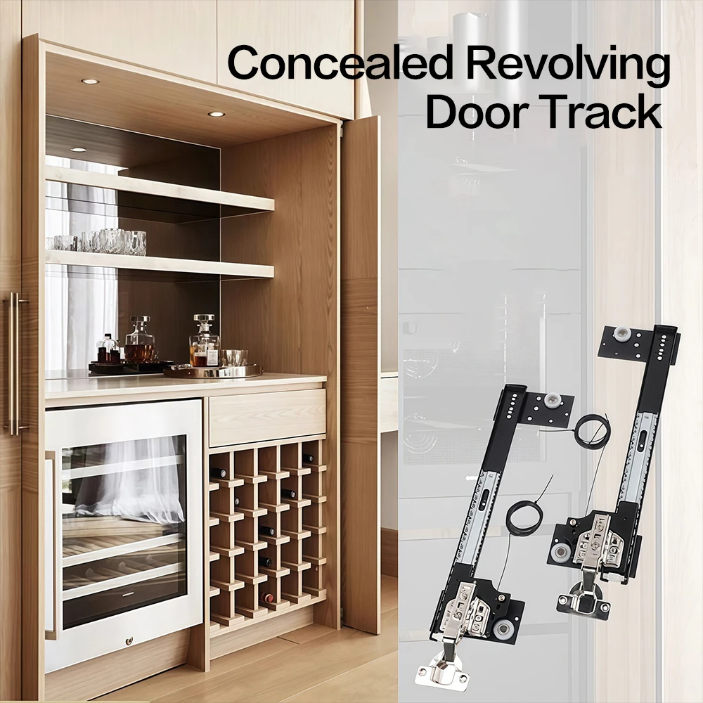 Hidden Door Track Wardrobe Swing Door Slide Foldable System with Magnetic Closure for Cabinet, Wardrobe Home Hardware Hinge