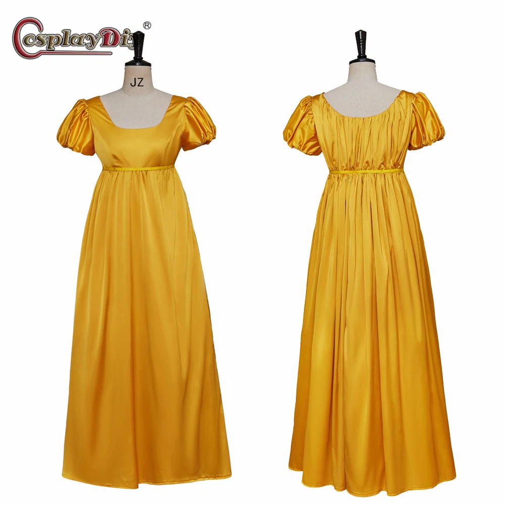 Regency Dress Tea Party High Waistline Dress Penelope Featherington Yellow Dress Cosplay outfits Jane Austen Dress