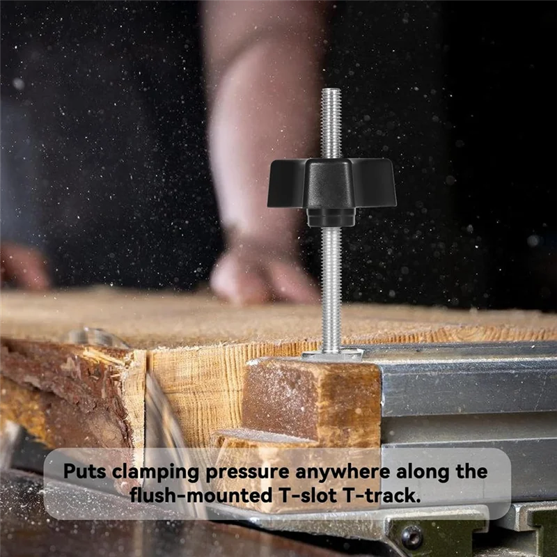 

A53Q-Woodworking Tool Jigs T Bolt Knob Kit With T Screw And Plastic Knob Nut, Use With 1/4In And T-Track