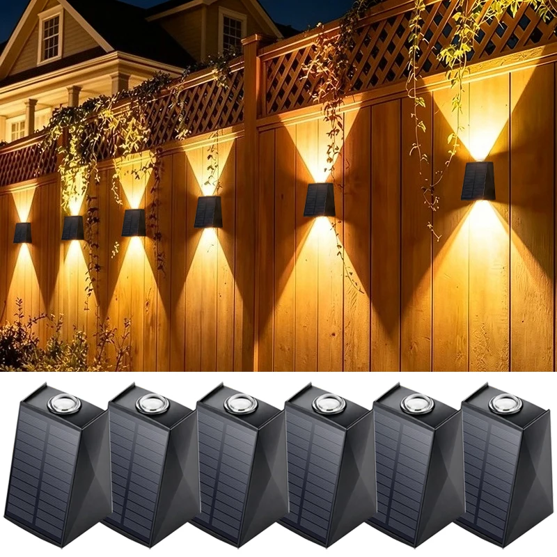 Solar Wall Lights Outdoor Waterproof Up Down Luminous Lighting 2 LED Solar Garden Decor Lights for Street Balcony Garden Villa