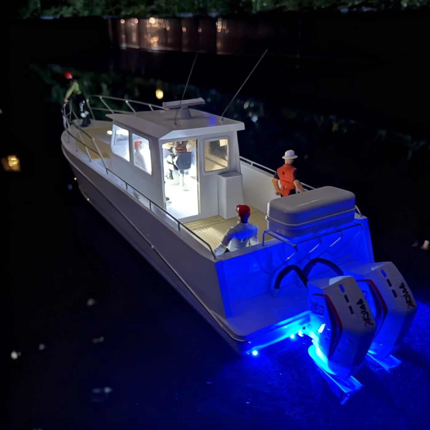 Bateau de pêche à Double moteur hors-bord RC de 80cm, avec lumières imprimées en 3D, formant modèle Schiffe RC, jouet de bateau RTR