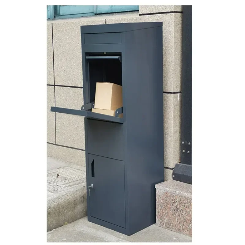 Free Standing Smart Metal Letterbox Steel Parcel Courier Dropbox with Key Lock