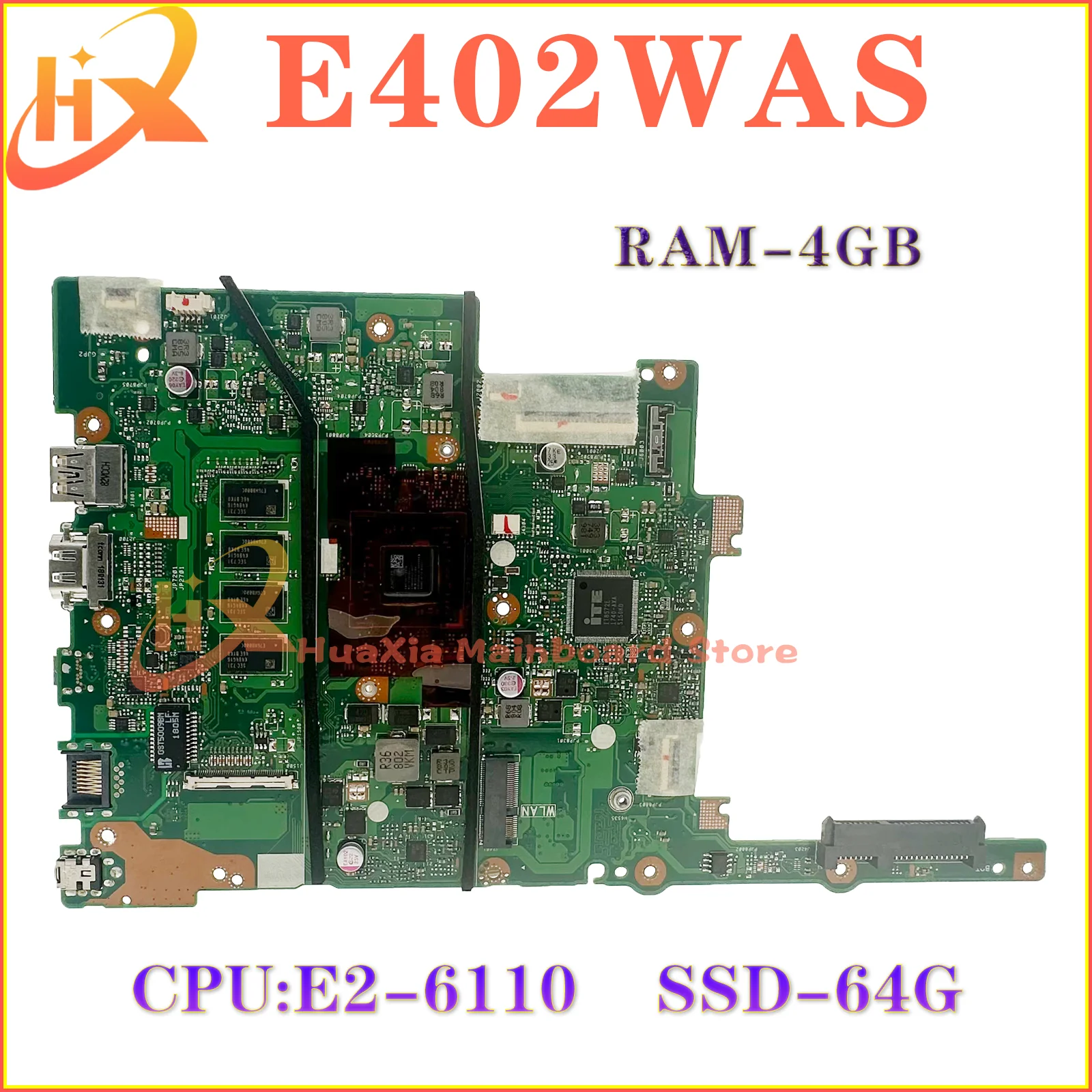 

E402WA Laptop Motherboard E2-6110 CPU 2G/4G RAM For ASUS VivoBook E402WAS E402WA E402YA E402W Notebook Mainboard