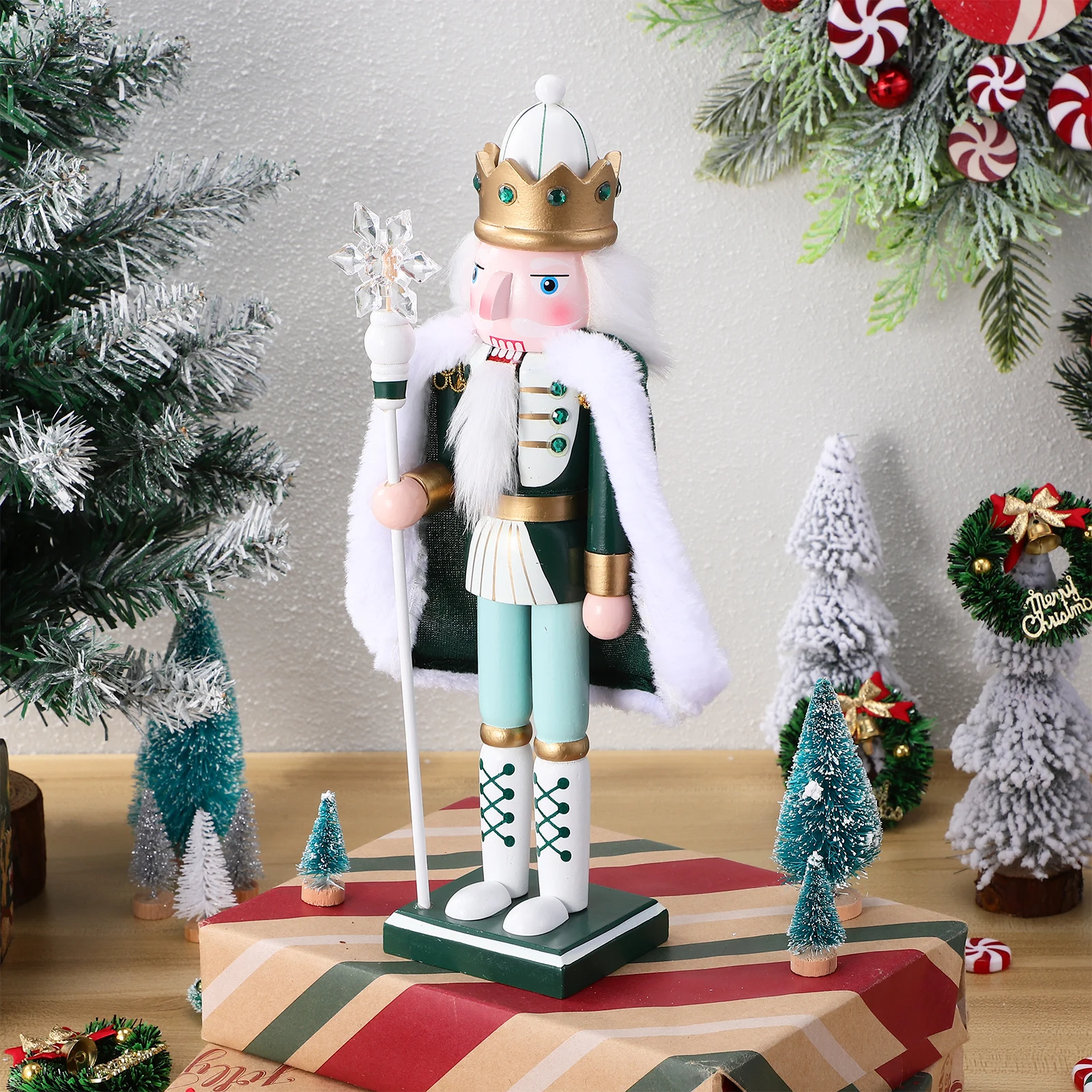 

Wooden Christmas Decoration Traditional Figure Holiday Home Decor Nutcracker Statue Xmas Ornament Wood Craft Festive Table