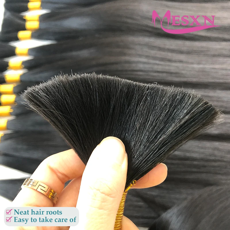 MESXN Straight Bulk Hair Extensions Natural 100% Real Human Hair 14-24inch Black Brown Blonde 613 Color for Women 50G/pack