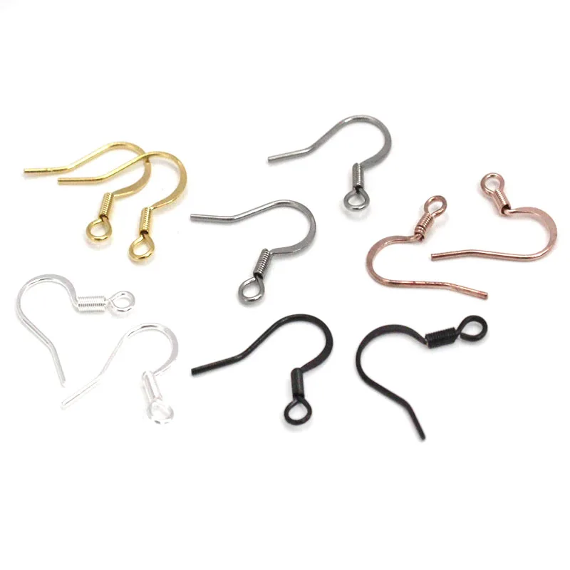 

50pcs Stainless Steel Gold Silver Plated Earring Hooks Hypoallergenic Earrings Clasps Making Materials Earwire Findings For DIY