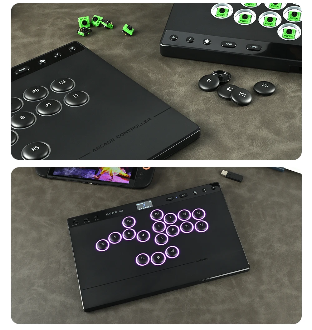 Haute42 W-P1 Tri-Mode 2.4G Kabelloser Touchscreen-Controller ohne Hebel für PC/PS4/PS5/Switch Stickless Arcade-Controller – Detail 34