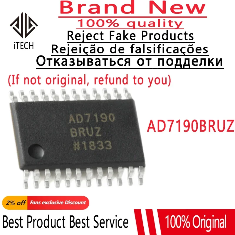 1PCS Original Authentic AD7190BRUZ-Reel Package TSSOP-24 24-bit Σ-Δ ADC AD7190BRUZ AD7190 100% Original And Authentic