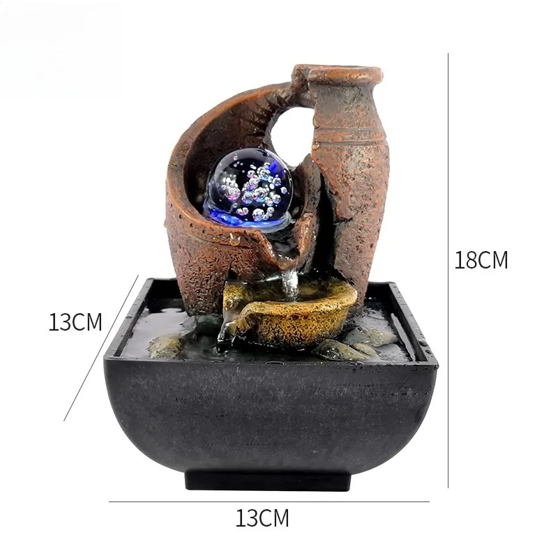 #q-Hae Home Decorative Desktop Fountains Indoor Color Led Light Creative Craft Home DecorFigurines FengShui Waterfall Fountaino*