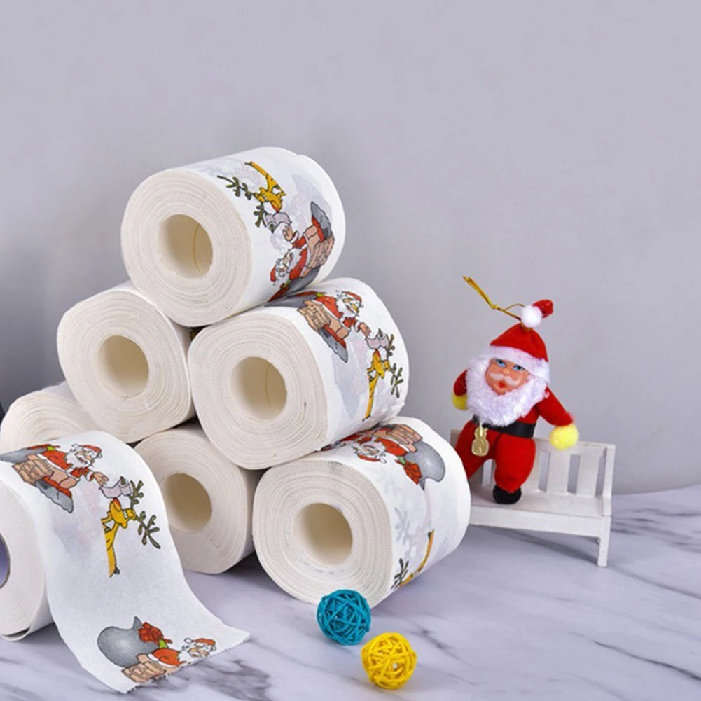 Printed Toilet Paper Color Printing Roll Paper Creative Christmas Roll Paper Printing Advertising Logo Toilet Paper Wood Pulp