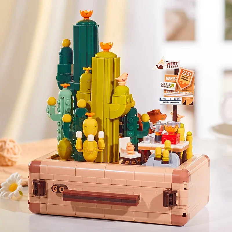 Anime Kawaii Building Blocks Assembly Cactus Toys Potted Plants Boys and Girls Series Storage Ornaments Gifts Peripherals