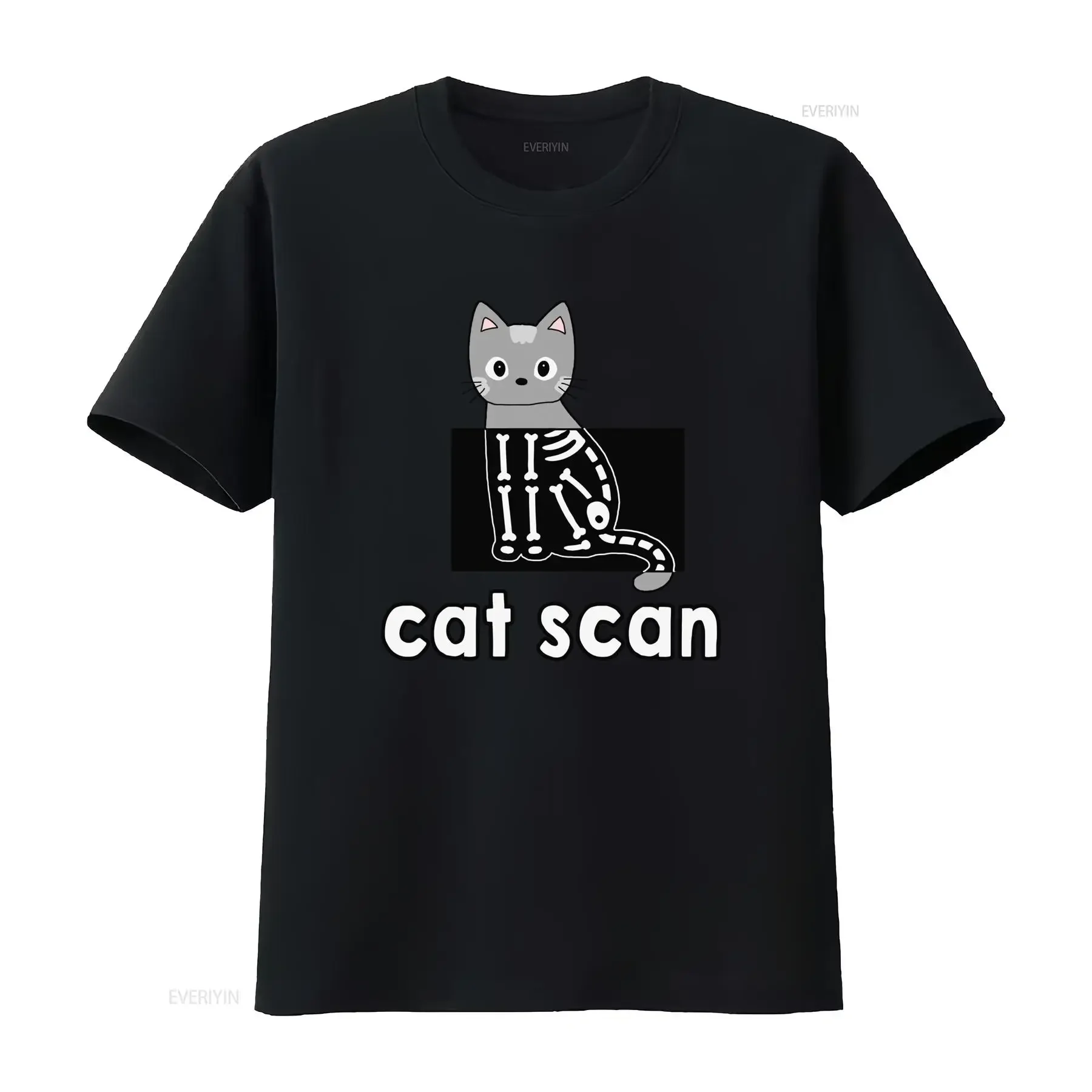 Funny Cat Scan T Shirt for Radiology Techs Xray Grad with Cute Skeleton Design vintage Washed streetwear Top For Everyday Wear