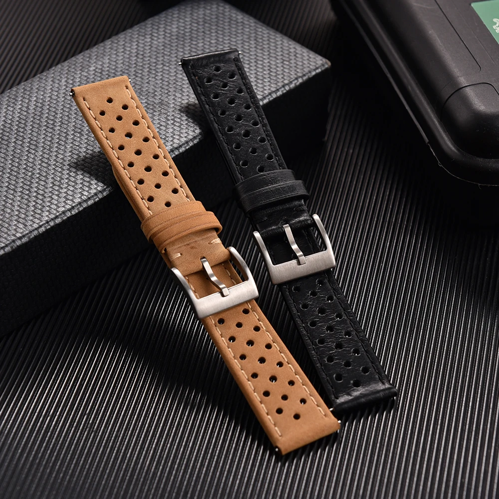 Atmungsaktives Leder-Uhrenarmband für Omega für Seiko Uhrenarmband 18 mm 20 mm 22 mm Lederarmband Schnellverschluss-Ersatzgürtel