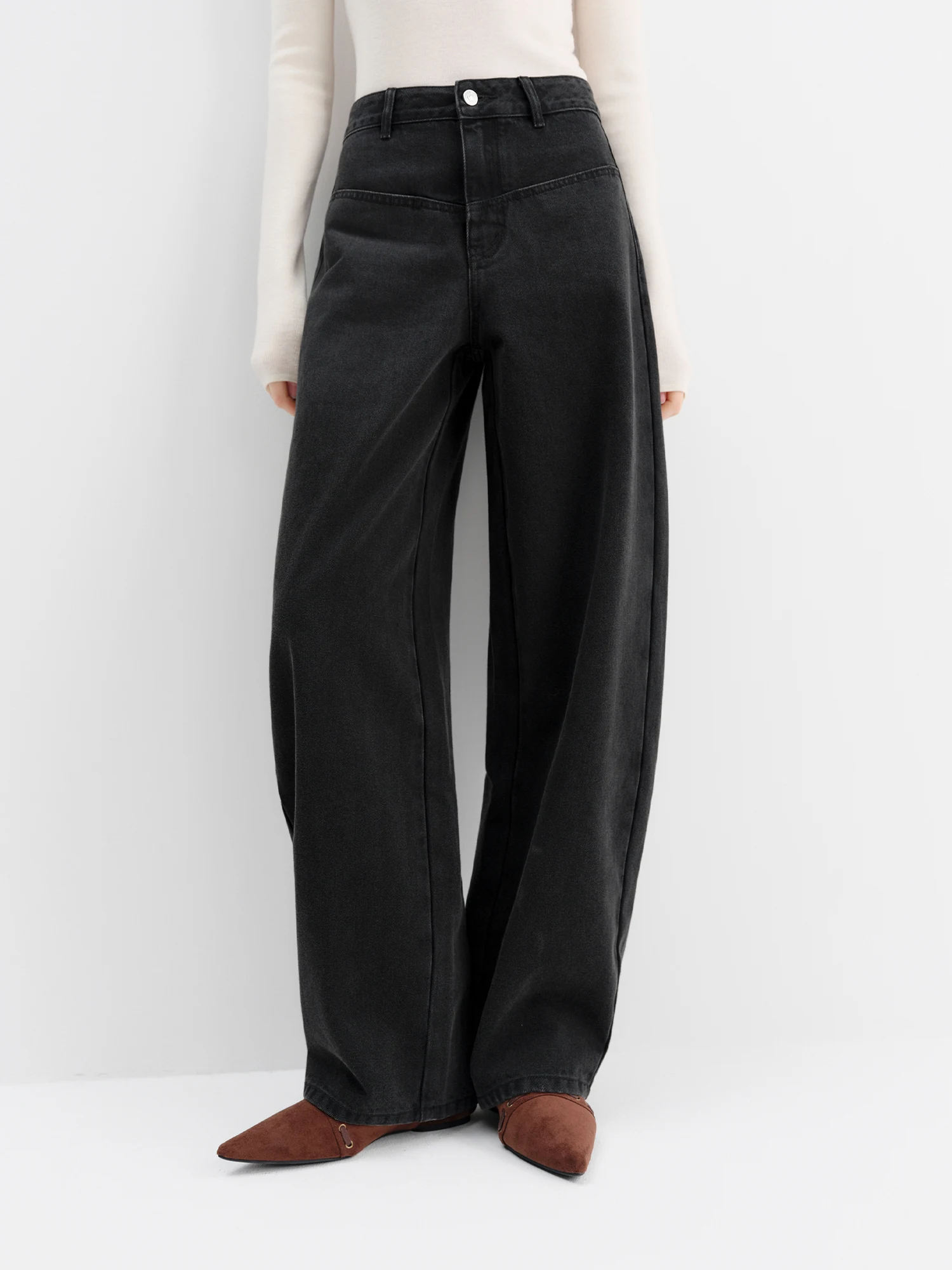 FSLE Jeans a gamba dritta lavati vintage per donna Pantaloni oversize a vita alta a gamba larga Autunno/Inverno 2025 Nuova collezione di arrivi