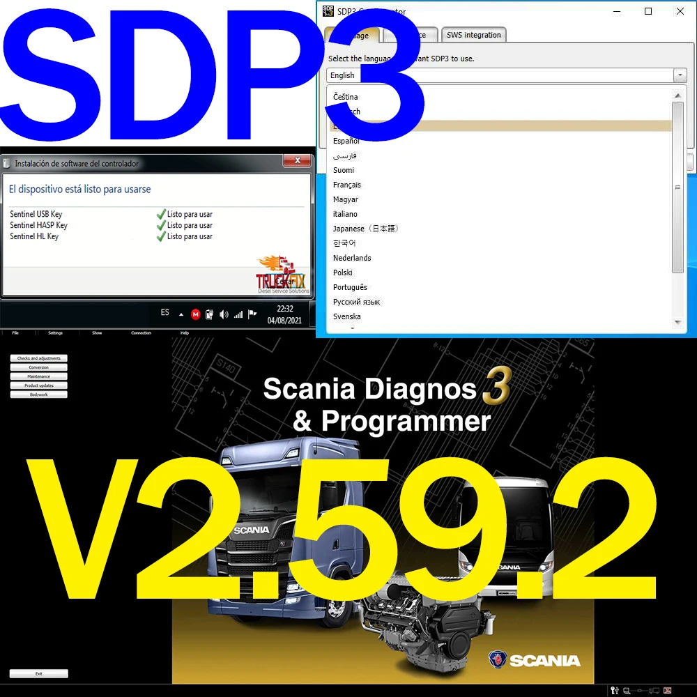 VCi3 VCI-3 SDP3 sdp3 2.59.2 Diagnose & Programmer for SCAN1A VCI2/VCI3 ALL Control Units Multi-Languages Online Update To Date