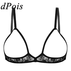 Womens Sheer Floral Lace Open Cups Beha Draadloze Beha Verstelbare Bandjes Ongevoerd Bralette Sexy Lingerie Ondergoed Vrouw Bras Tops